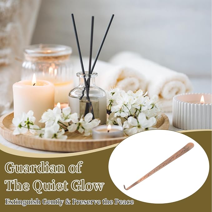 uxcell 2 Pcs Candle Wick Dipper, Stainless Steel Candle Wick Hook, Flame Dipper Snuffer Extinguish Accessory Flat Design for Putting Out Flame Home Decor Gifts, Copper