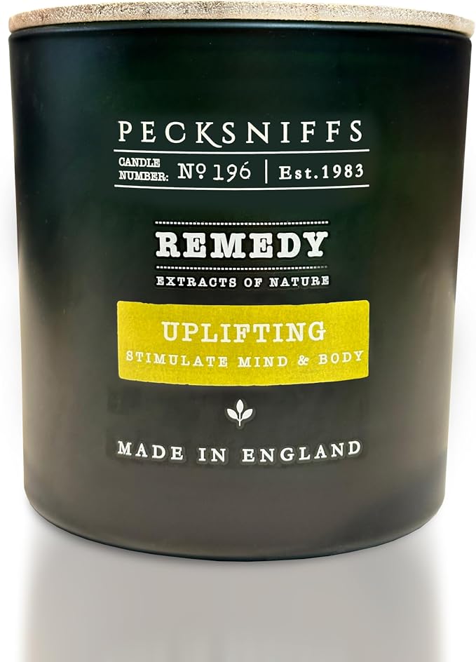Pecksniff’s Aromatherapy Uplifting Candle 3 Wick 18.16 oz/515 g, Citrus Green Tea Fragrance, Grapefruit Lemon Notes, Energizing Luxury Glass Candle for Home and Gifts
