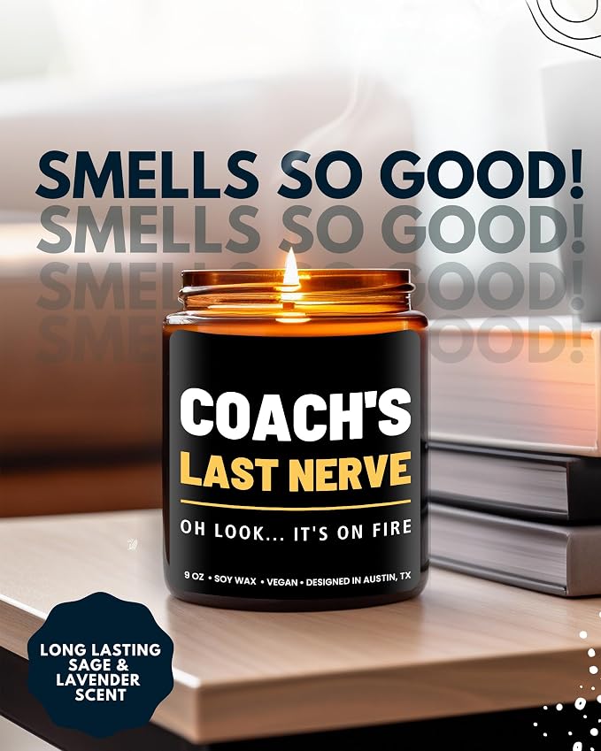 Funny Coach Candle, Coach Gifts for Women & Men, Appreciation Gifts for Coaches, Sports Themed Gift, Coach's Last Nerve, Soccer, Baseball, Volleyball, Basketball, Soccer, Hockey, Christmas, Birthday