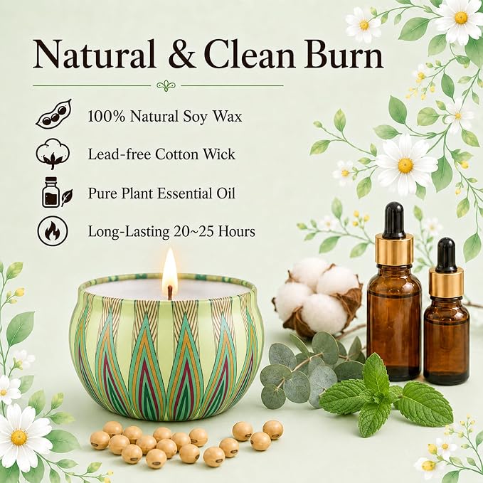 YINUO Scented Candle Gift Set for Women, 12 Pack Soy Wax Aromatherapy Candles, Floral, Citrus & Fresh Scents, Birthday Gifts for Women