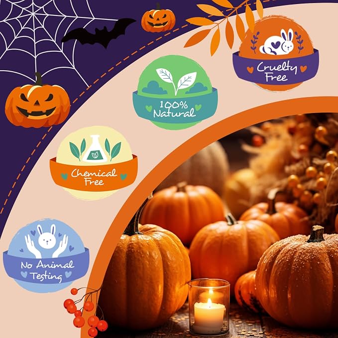 WUSEONY Halloween Fragrance Oils Set, Essential Oils for Diffusers Home, Scented Oils for Candle Soap Making - Pumpkin Pie, Caramel Apple, Chocolate Bars, Snickerdoodle, Caramel Corn, Witch's Brew
