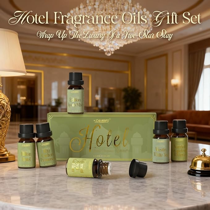 SALUBRITO Luxury Hotel Fragrance Oil Set for Diffuser, Premium Essential Oil - Inspired by Classic Hotel Scents Re-Imagined, Gift for Women and Men
