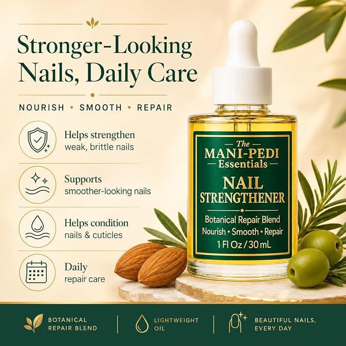 TMPE Nail Strengthener Oil for damaged, brittle nails. Keratin Repair Blend with nourishiment of Jojoba, Almond & Tea-Tree Oils. Helps Nails grow longer & stronger - 1 fl oz