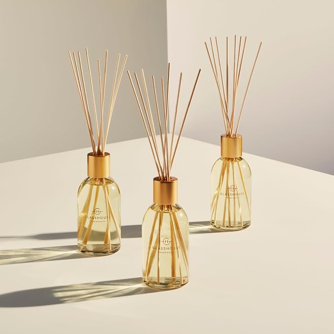 Glasshouse Fragrance A Moment in Tokyo Reed Diffuser, Home Fragrance & Perfume Scented Room DÈcor, Natural & Oil Free, Smoked Petals 8.4.fl.oz (250mL)