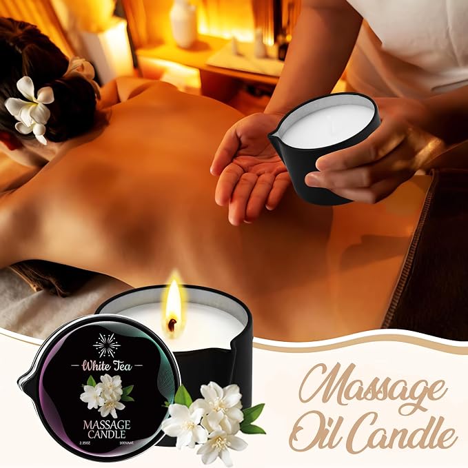 4 Pack Massage Candle Set, Low Temp Scented Massage Oil Candles, Soy & Coconut Oil Based Candles for Home Spa Relaxation