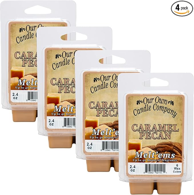 Our Own Candle Company Premium Wax Melt, Carmel Pecan, 6 Cubes, 2.4 oz (4 Pack)