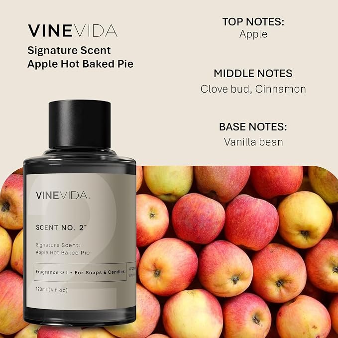 VINEVIDA [4oz] Apple Hot Baked Pie Fragrance - Fall Scents for Candle Making - Essential Oils