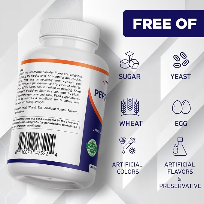 Vitamatic Peppermint Oil Gel with Ginger & Fennel Oils, 550mg per Serving, 180 Softgels