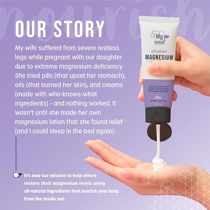 Lavender Scented Melatonin Magnesium Lotion for Sleep | 250 mg Zechstein Magnesium & 3 mg Melatonin per Teaspoon | 6 oz Bottle of Lavender Lotion | Relaxing Aromatherapy | Proudly Made in America