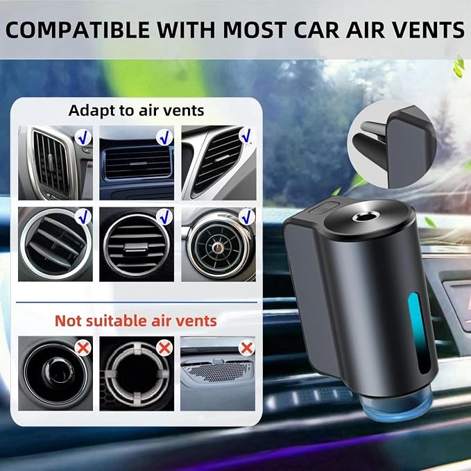 Car Air Freshener Diffuser with Three Adjustable, Rechargeable Car Diffusers, Car Fresheners Long Lasting (Lemon)