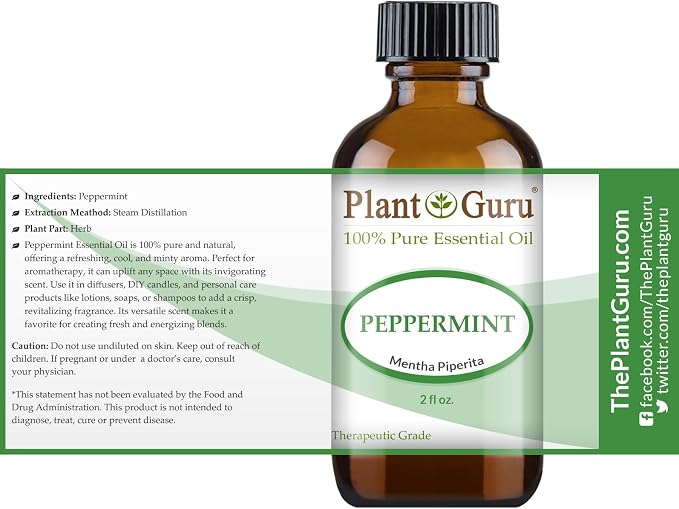 Peppermint Essential Oil 2 oz 100% Pure Undiluted Therapeutic Grade Extract of Mentha Piperita, Great for Aromatherapy Diffuser, Skin Body and Hair