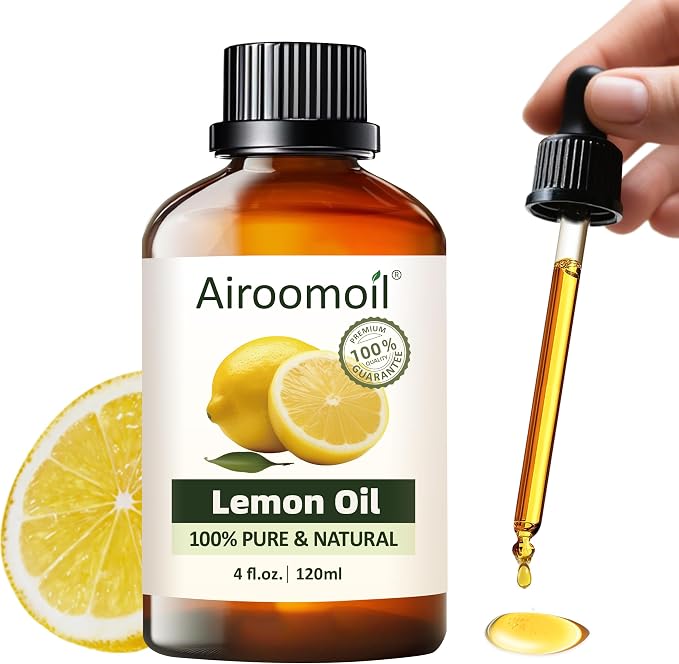 Lemon Essential Oil 4 fl oz – 100% Pure for Cleaning, Diffuser & DIY, Light Fresh Citrus Scent, Daily-Use Large Size for Home, Laundry, Surface Spray & Aromatherapy