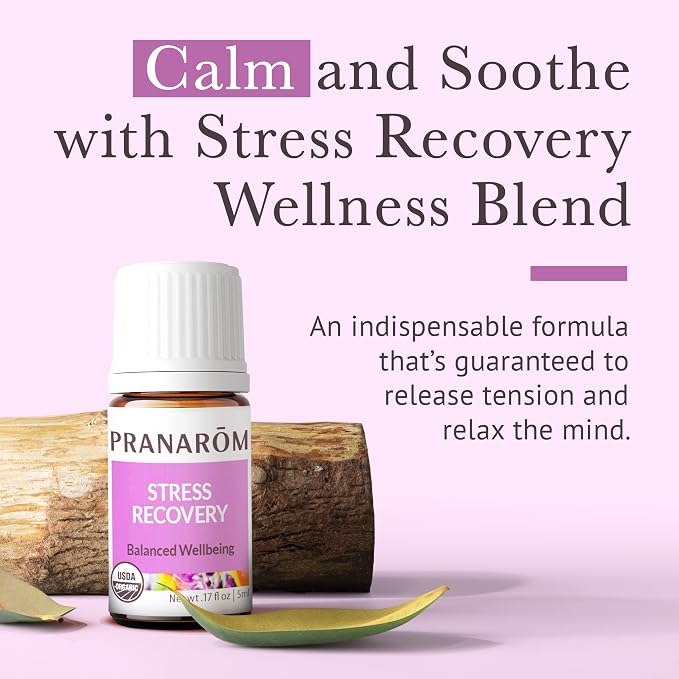 Pranarom - Stress Recovery Essential Oil Blend (5ml) - Lavender, Bergamot, Clary Sage, and Rose Geranium - 100% Pure Essential Oil for Diffusing and Wellness | USDA and ECOCERT Certified Organic