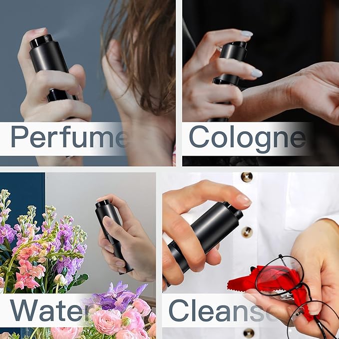Cologne Travel Bottle 20ml - Large Size Perfume Atomizer Refillable for Men - Pocket Empty Fragrance Sprayer for Refill - 0.67oz Portable Twist Spray Sample Container for Purse Black