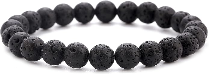 Men Women 8mm Natural Stone Lava Rock Diffuser Bracelet Elastic Yoga Agate Beads Bracelet Bangle