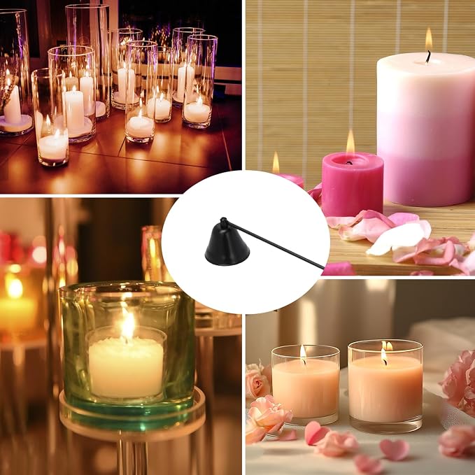 8 Pack Black Candle Snuffer Vintage, Premium Stainless Steel Wick Flame Extinguisher, 8.3 Inch Wick Snuffer with Long Handle, Elegant Design for Candles, Candle Accessory for Candle Lovers
