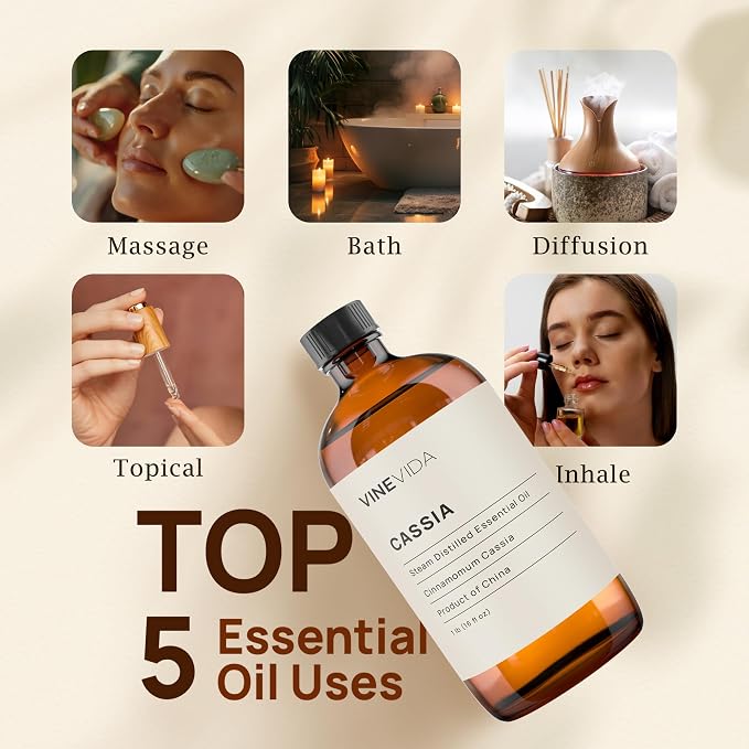 VINEVIDA [16oz] Cassia Essential Oil 16 oz - Bulk Essential Oil for Soap Making and Candle Making