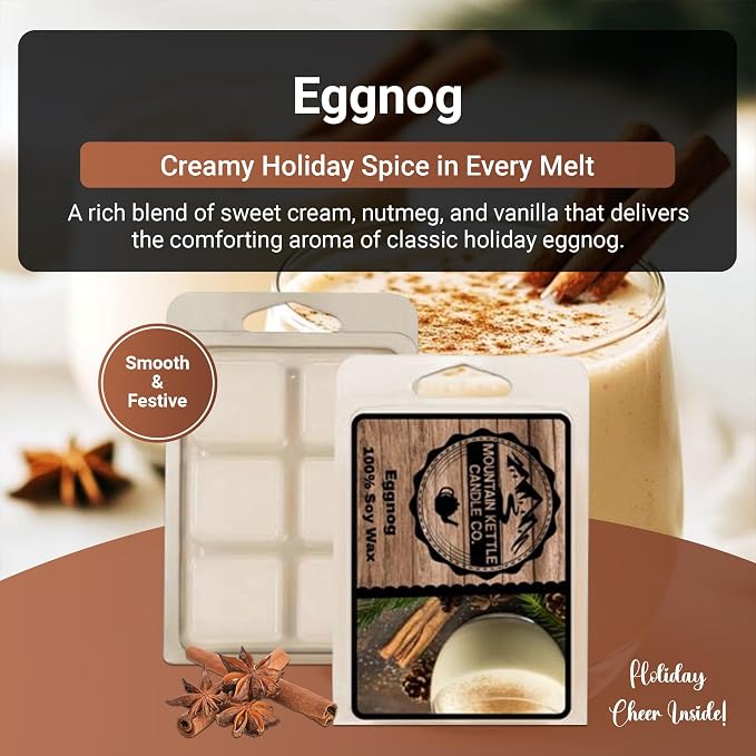 Wax Melts (Pack of 5) | HandPoured Soy Wax | Scent for Warmers | Made with Natural Oils | Eggnog, Christmas Thyme, Balsam Cedar, Bayberry Cinnamon, Gingerbread