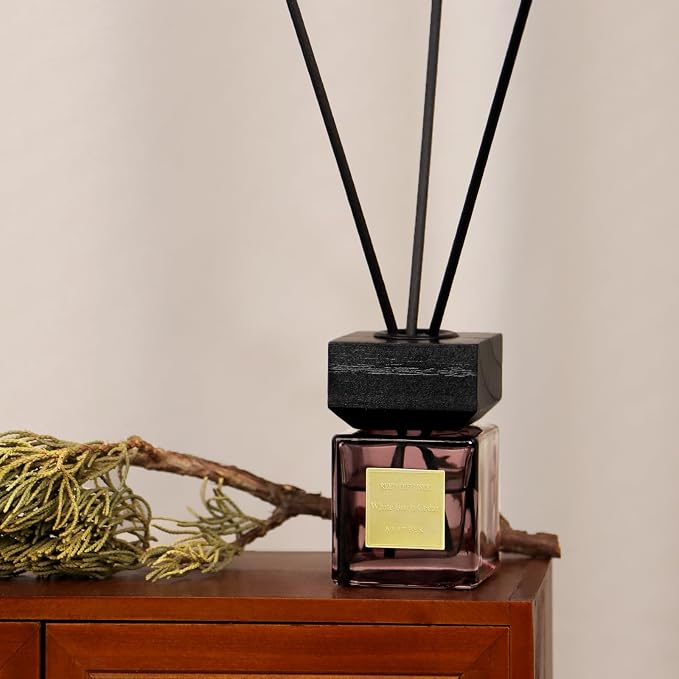 Reed Diffuser Set of 3, White Birch Cedar & Oud Bergamot & Green Tea Tree Essential Oil, 15 Diffuser Sticks, Hotel Collection Bathroom Air Fresheners, 50ml Home Fragrance for Christmas Decor