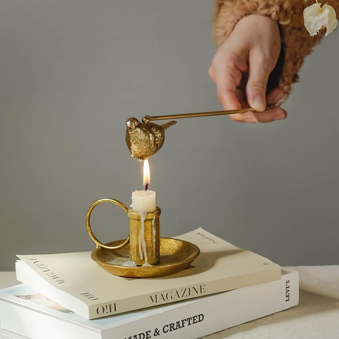 NIKKY HOME Candle Snuffer, Vintage Candle Extinguisher with Bird Decorative Metal Candle Snuffers with Long Handle Candles Accessory Candles Accessories Gift