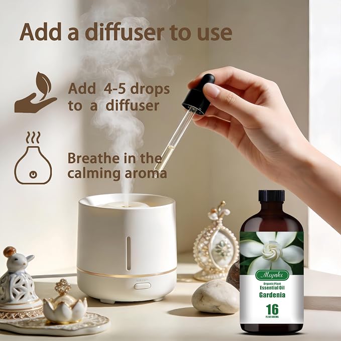Gardenia Essential Oil, Gardenia Oil for Diffuser, Humidifier, DIY Candle, Soap, Romantic Scent, Massage, Gift Ready,Gardenia Fragrance Oil - MLYNKL Essential Oils (16.33 fl oz / 490ml)