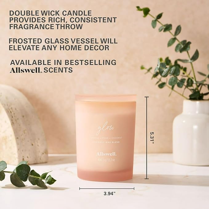 Frosted Scented 2 Wick Candles AW (Glow (Vanilla + Pear + Coconut))