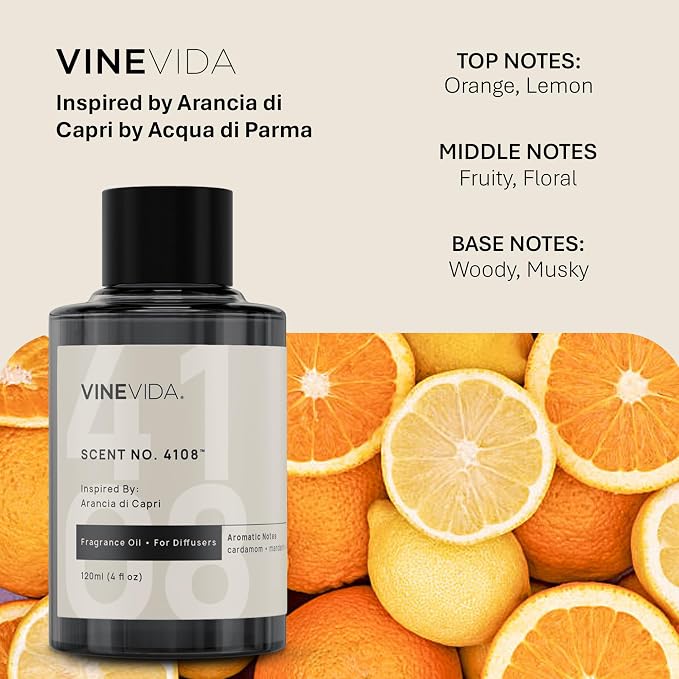 VINEVIDA [4 Oz] Inspired by: Arancia di Capri; Diffuser Oil Refill | Premium Scent Diffuser Oil for Home | Non-Toxic Fragrance