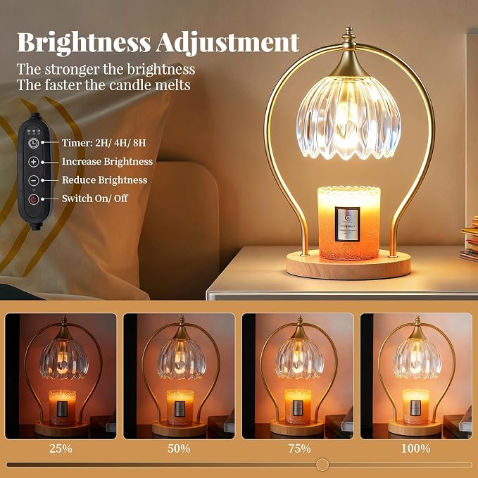 GOODBUY Candle Warmer Lamp with Timer - Dimmer Electric Candle Warmer for Jar Candles - Wax Warmer Unique Birthday Gifts for Women Mom House Warming Gifts New Home Room Decor