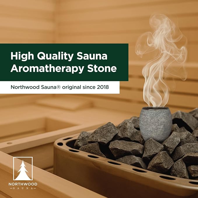 Northwood Sauna - Sauna Aromatherapy Stone Cup - Essential Oil Diffuser - Natural Rock with Stainless Steel Bowl (XL Size)