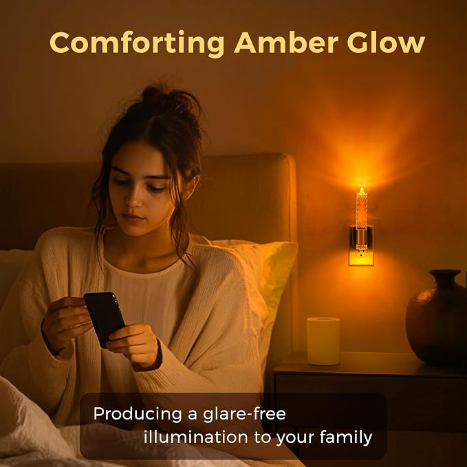 L LOHAS LED Plug in Night Light, Flameless Candle Night Lights Plug into Wall with Dusk to Dawn Sensor, 0-100 LM Dimmable Night Light for Bedroom Bathroom Hallway Home Decor(2 Pack)