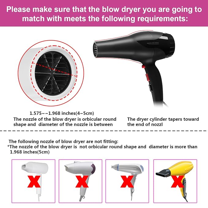 Universal Collapsible Hair Dryer Diffuser Attachment-Foldable Portable Travel and Easy Storage Hair Diffuser Fit Most Hair Dryers with Nozzle Diameter D-1.575Inch to 1.968 Inch (4-5cm)- Pink