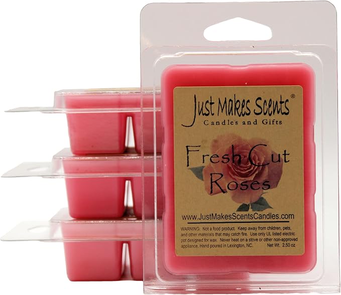 Just Makes Scents 4 Pack - Fresh Cut Roses Scented Soy Wax Melts | Bold Fragrance Wax Cubes | Hand Poured in The USA