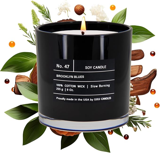 Lulu Candles | Brooklyn Blues | Smells Herbaceous & Floral | Luxury Scented Soy Jar Candle | Hand Poured in The USA | Highly Scented Long Lasting (9 Oz.)