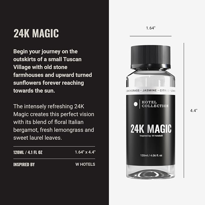 Hotel Collection Diffuser Oil - 24K Magic - Aromatherapy Essential Fragrance Oil - Citrus, Lemongrass, and Jasmine - 120mL 4.1 Fl oz