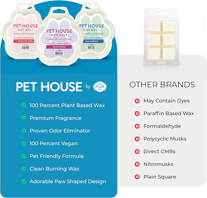 Pet House Sunwashed Cotton Wax Melts - Long-Lasting Plant Based Fresh Linen Scented Wax Melts Pet Friendly Pack of 2