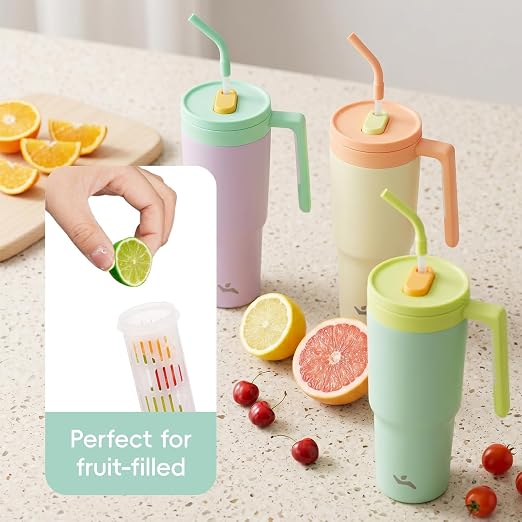 Konokyo 12 Pack 40 Oz Tumblers with Handle and Straw, Bulk Vacuum Insulated Stainless Steel Travel Mugs with Lids for Office, Events and Group Orders Purple