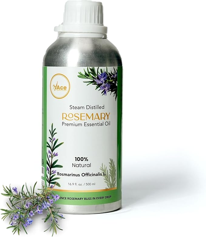 My ACE Rosemary Essential Oil 16 Fl Oz - 100% Pure & Natural - Premium Grade for Aromatherapy, Diffuser, Skin, Hair, Massage, Candle, Soap Making, Home - Glass Bottle with Dropper - Long Lasting Scent