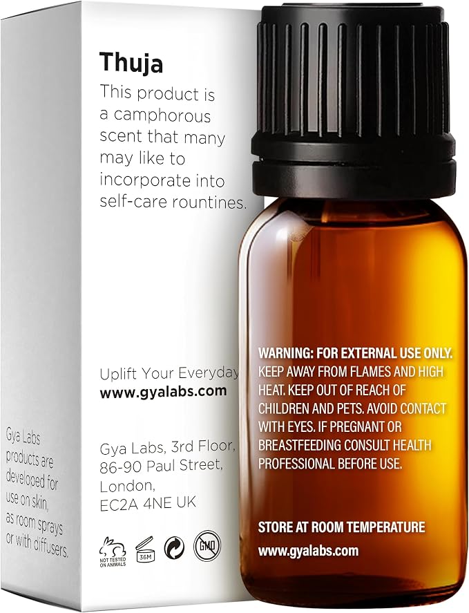 100% Pure Thuja Essential Oil - 0.34 Fl Oz - Thuja Oil for Hair, Skin, Diffuser, Aromatherapy & DIY Candle Making Scent