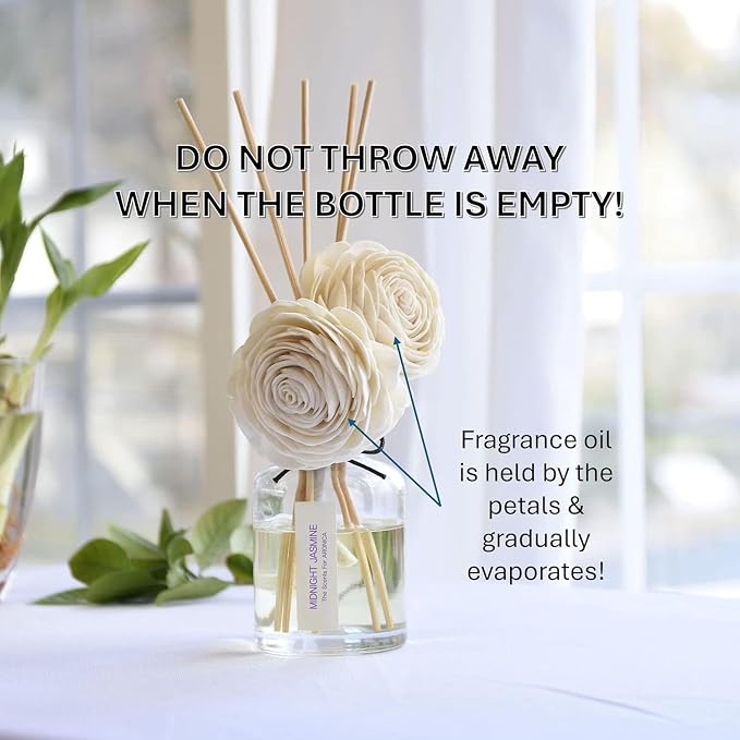 Aronica Twin Sola Diffuser - White Rose Fragrance, 160ml / 5.41 Floz, Colorful Bathroom Decor Airfreshener, Rose Reed Diffuser, Shelving Décor