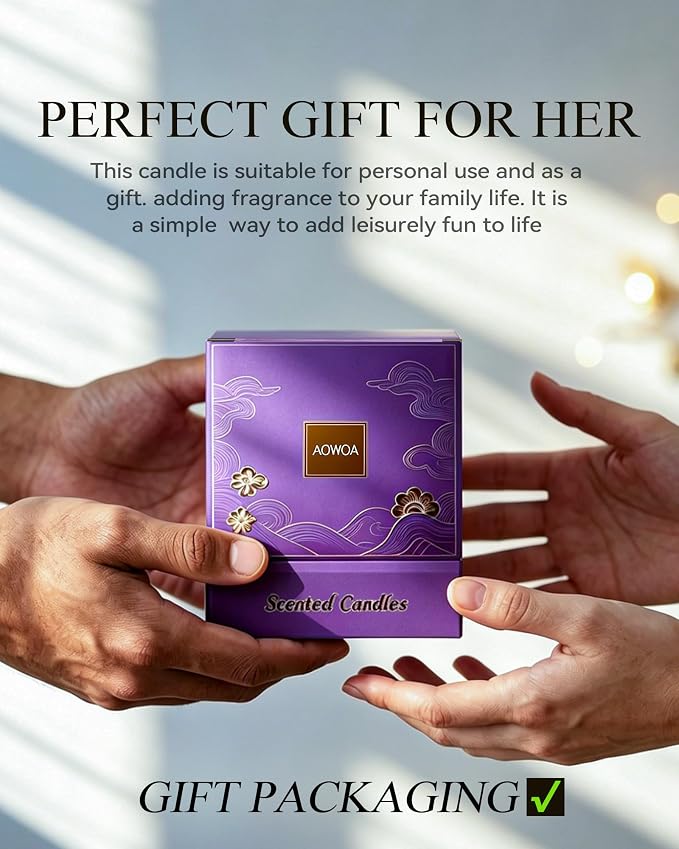 Lavender Scented Candles for Women -Aromatherapy Candle, Natural Soy Candles for Home Scented 7oz, Long Lasting Non-Toxic Clean Burning, Mom Birthday Candles Valentines Day Gifts