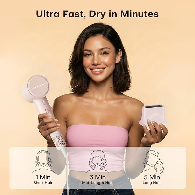 High Speed Hair Dryer, Ultra-Fast Drying, Ionic Blow Dryer with 110,000RPM Brushless Motor, Billion Plasma Ions Best in Frizz Control, Low Noise, Lightweight Design for All Hair Types