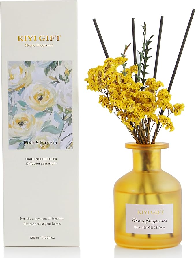 Reed Diffuser Set, Scent Diffuser with Sticks, Home Fragrance, Reed Diffuser for Bathroom, Shelf Decor, 4.06oz Pear Freesia