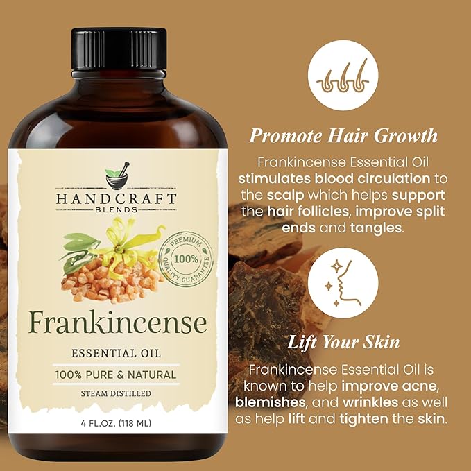 Handcraft Blends Focus & Spirit Set: Rosemary and Frankincense Essential Oils – (2 x 4 Fl Oz) – 100% Pure & Natural – for Diffuser, Aromatherapy, and DIY Projects