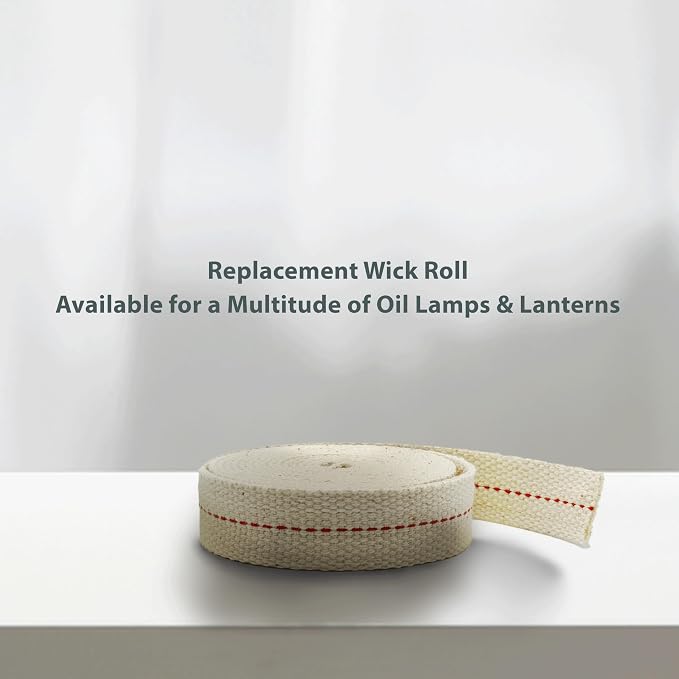 Light of Mine - 3/4" Inch 6' Foot, 100% Cotton Flat Wick - 6 Pack, for Paraffin Oil, Kerosene Based Lanterns, and Oil Lamps with Genuine Red Stitch (3/4" - 6' Roll, 6 Pack)