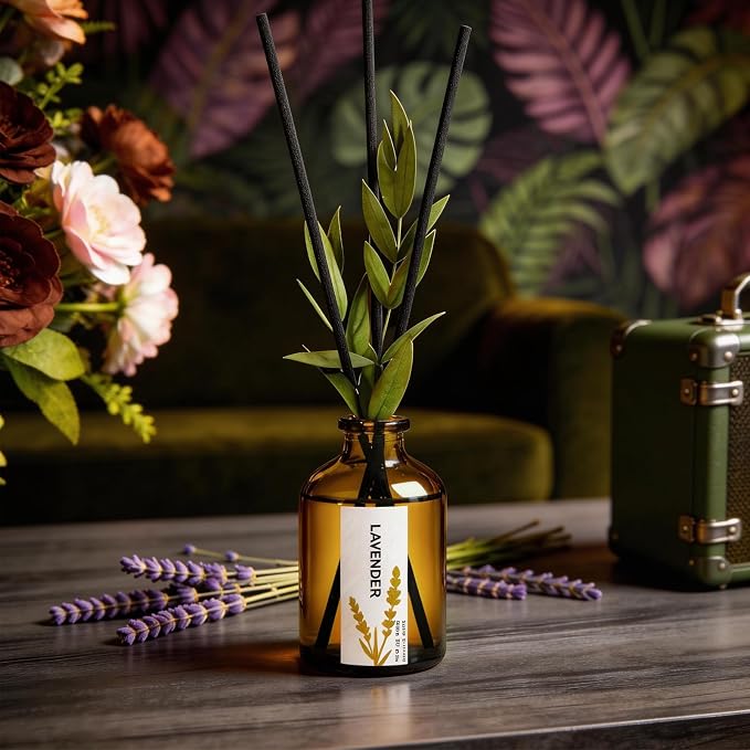 Reed Diffuser Set of 3, Eucalyptus, Linen & Lavender Scented Oil Diffusers with 15 Reeds, Long-Lasting Home Fragrance for Bedroom & Bathroom Decor, 1.7 fl oz Each, Total 5.1 oz