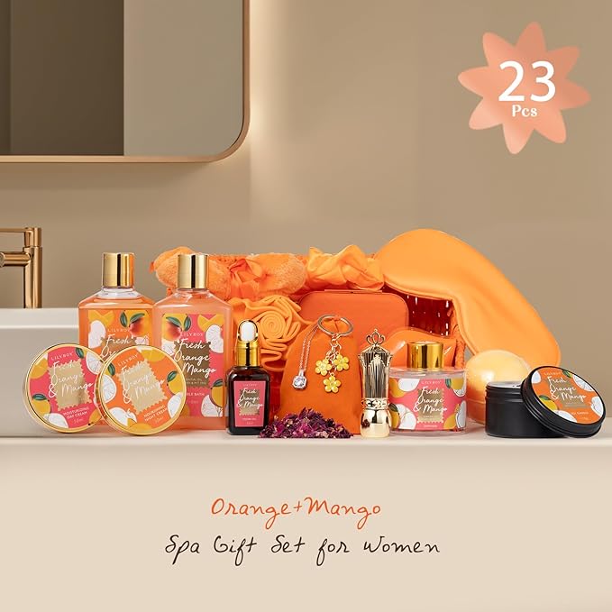 Gifts for Women, Birthday Gift - 23-Piece Spa Gift Basket for Women, Gift Basket for Mom, Bath and Body Gifts, Bath Gift Set | Spa Gift Baskets for Mothers Day, Christmas, Valentines Day Gift
