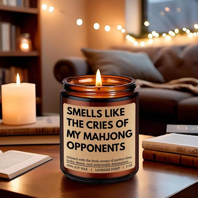 GSPY Scented Candle, Mahjong Gifts for Women, Men - Mah Jongg Gifts, Mahjongg Party Accessories - Funny Birthday, Mothers Day, Game Night Ideas for Mahjong Lovers, Players, Group, Hostess, Friend, Her