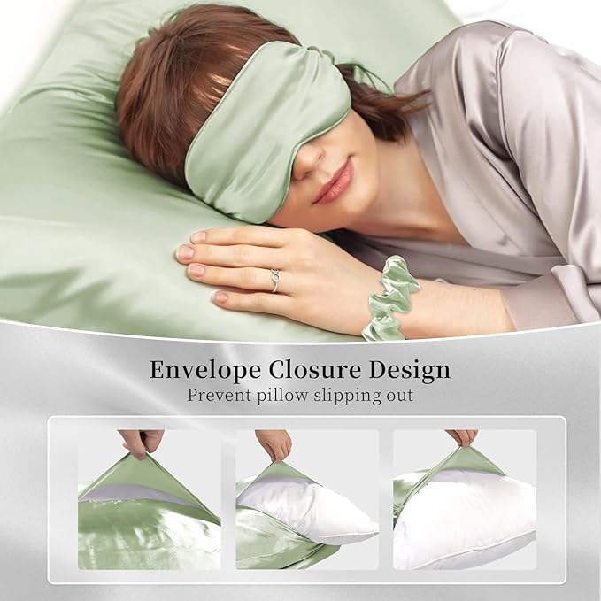 my novel things Satin Pillowcase for Sleeping Women Birthday Gift Set, 2Pack Standard Size Silky Pillow Cases 7P Set for Her Mom Friend Sister Wife