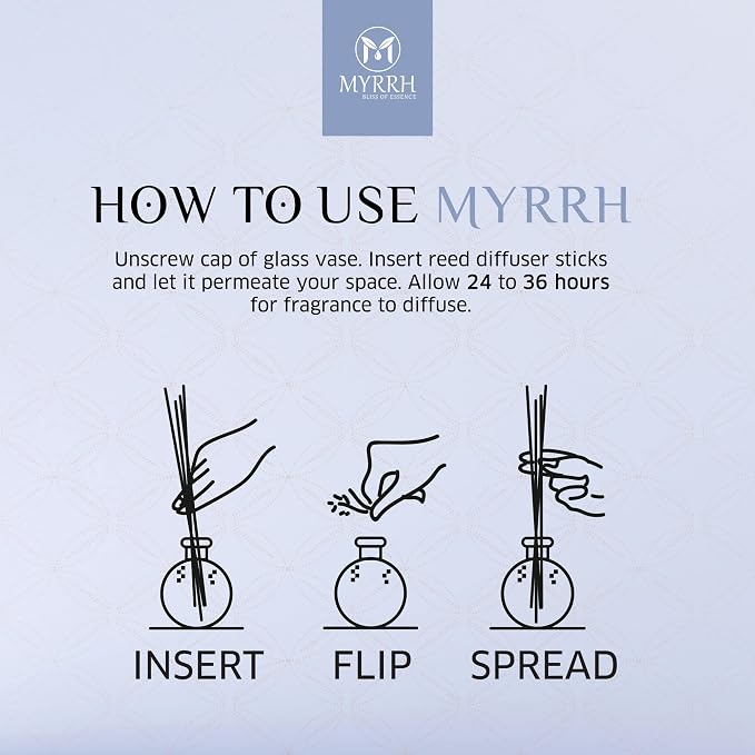 Fresh Linen Scented Reed Diffuser Set with 8 Rattan Diffuser Sticks,150 ml, All Natural Air Freshener, Long-Lasting Diffusers at Home - MyrrhUSA