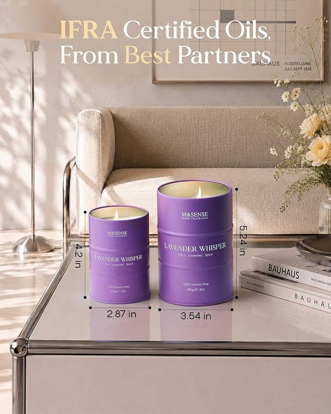 M&SENSE Lavender Scented Candles for Women, 11.3 oz Soy Candles for Home Scented, Aromatherapy Candle for Stress Relief Meditation Relaxing,Birthday Gifts Mothers Day Candle for Women Mom